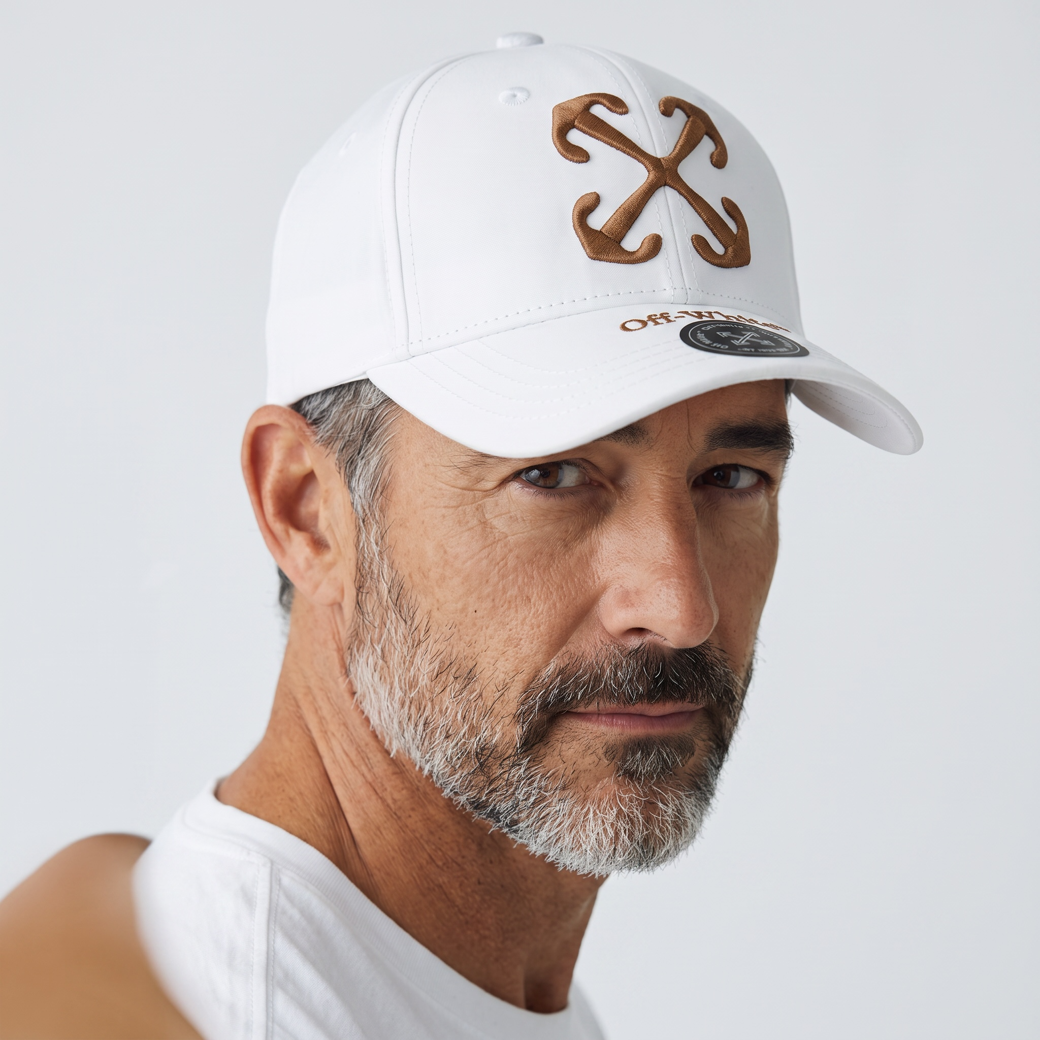 🧢✨ Off-White Arrow Logo Baseball Cap – White & Brown 🤍🤎