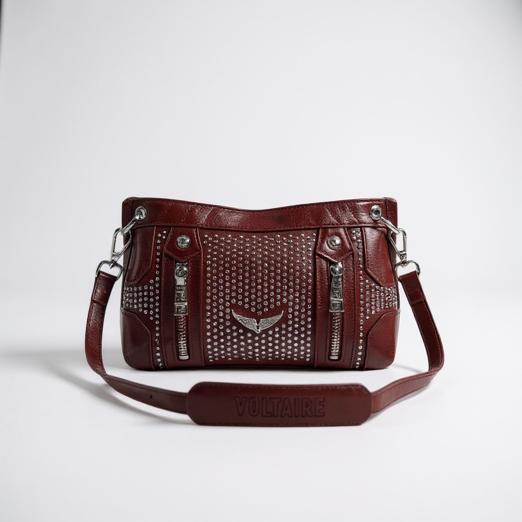 Zadig & Voltaire Burgundy Studded Crossbody Bag ❤️🔥 | Rock-Chic Shoulder Bag