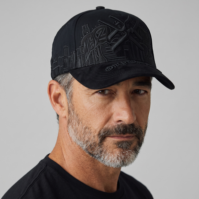 🧢 Black Embossed Luxury Baseball Cap