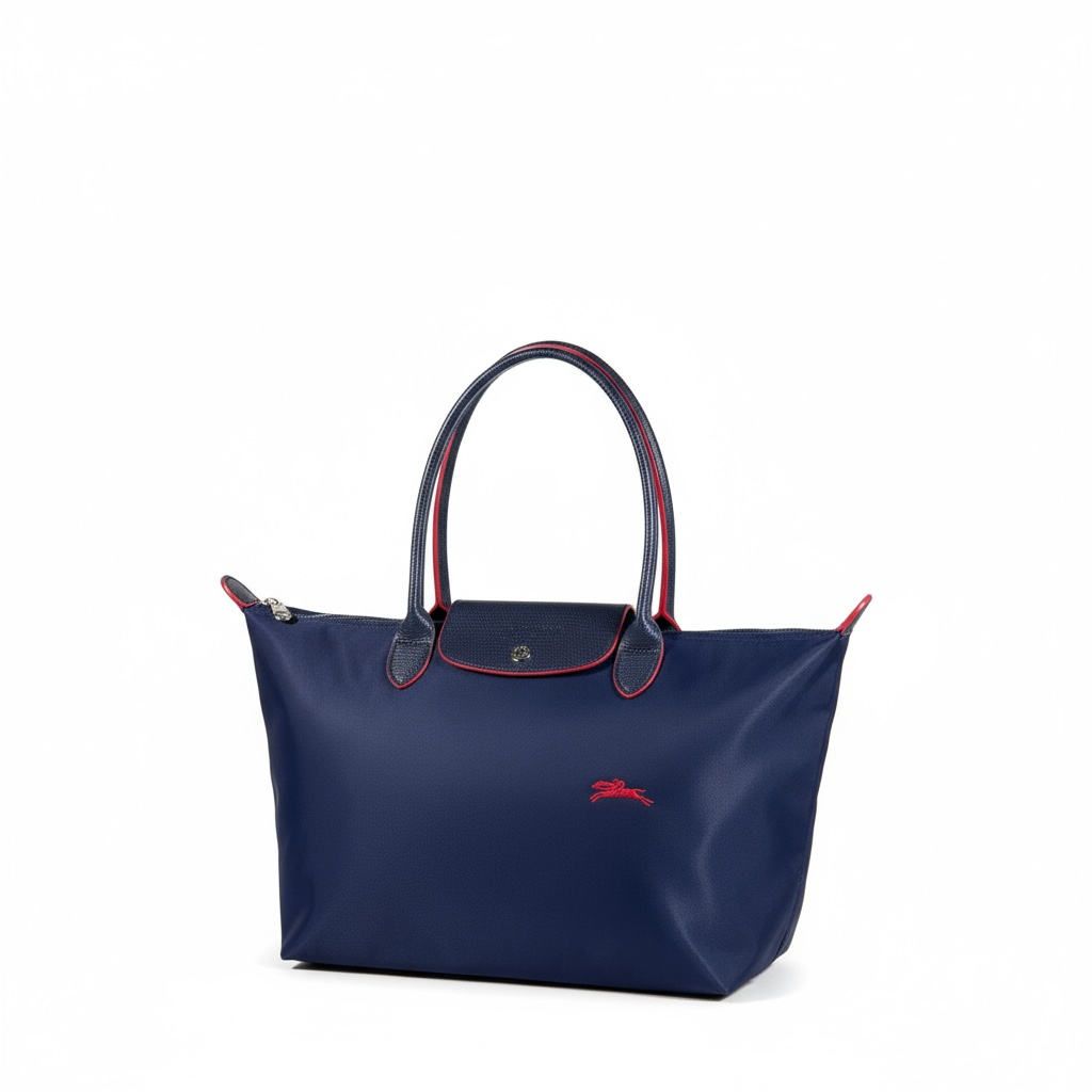 Longchamp Le Pliage Large Tote 💙 Pepsi Blue with Red Accents