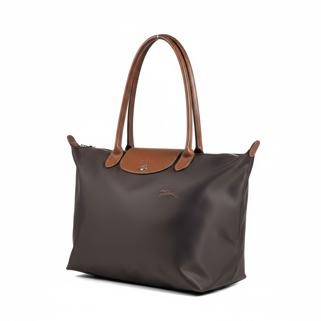 Longchamp Le Pliage Large Tote 🤎 Dark Brown with Brown Leather gg