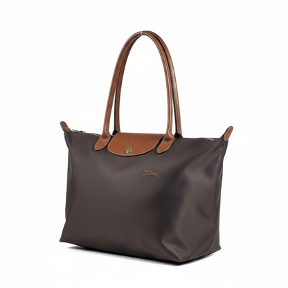 Longchamp Le Pliage Large Tote 🤎 Dark Brown with Brown Leather gg