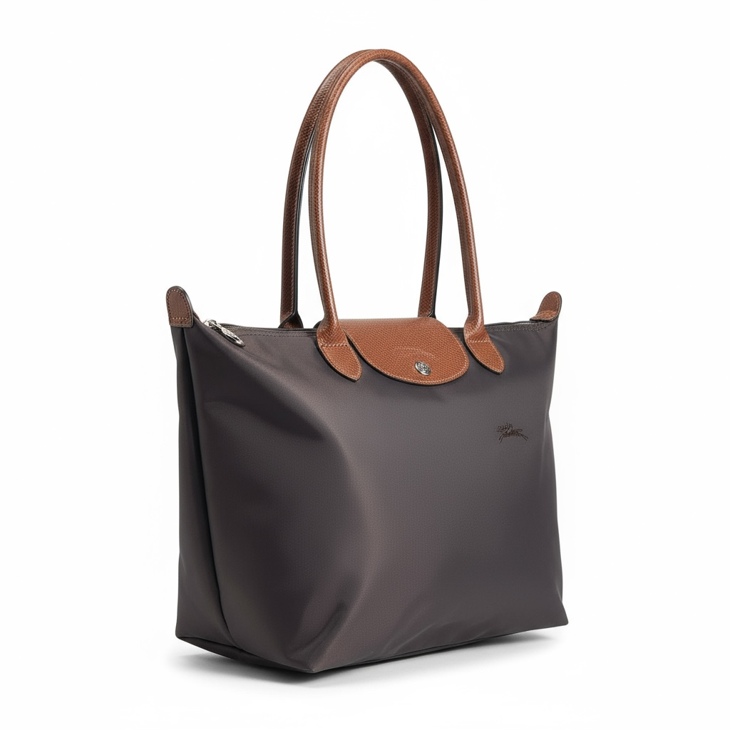 Longchamp Le Pliage Large Tote 🤎 Dark Brown with Brown Leather gg