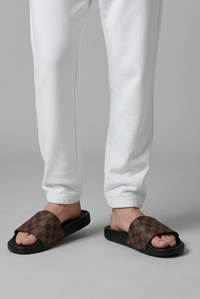 🤎🧩 Louis Vuitton Damier Slides – Brown Classic Edition