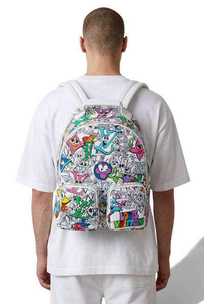 Louis Vuitton Graffiti Cartoon Backpack 🎒🌈✨