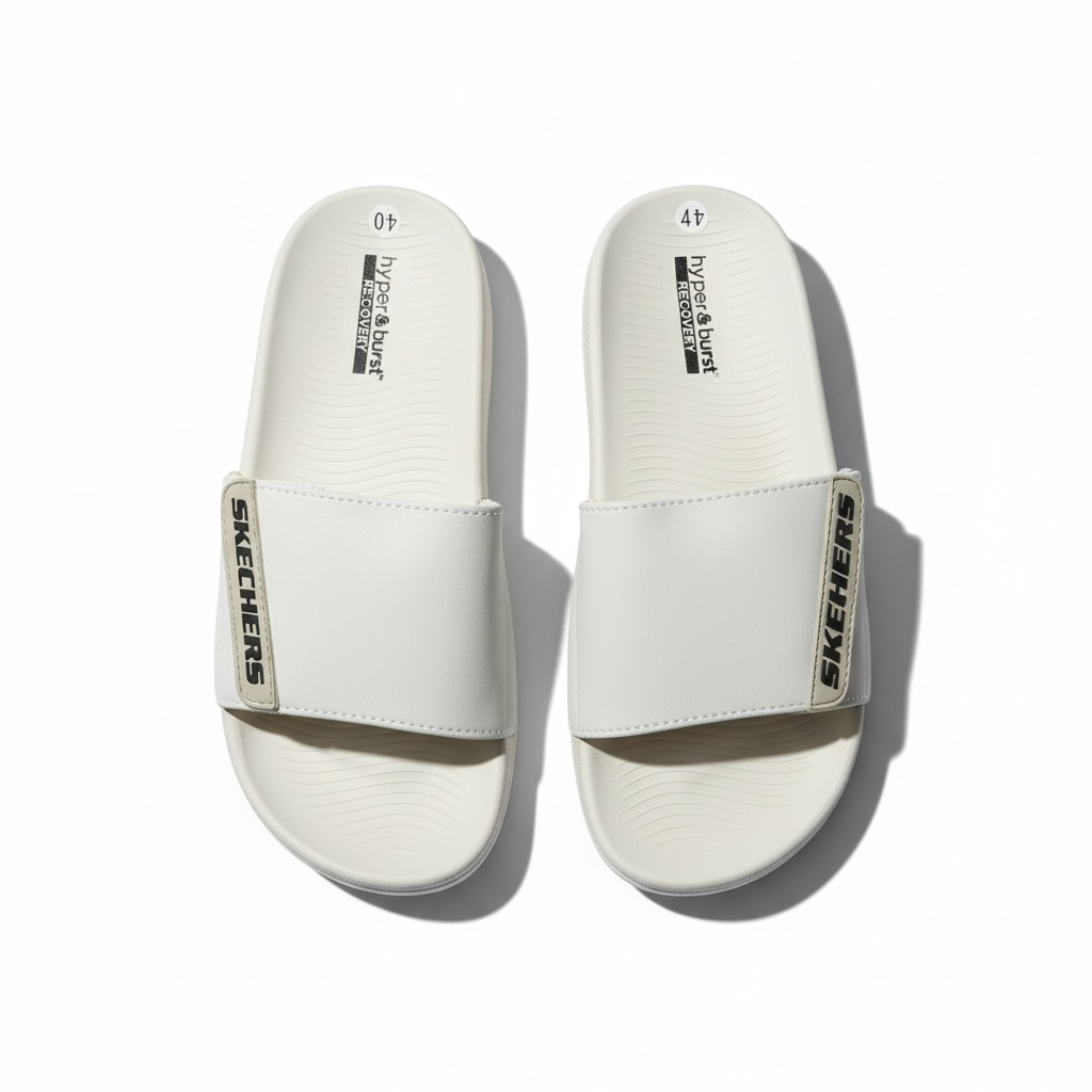 Skechers Hyper Burst Comfort Slides – Cream Edition 🤍✨