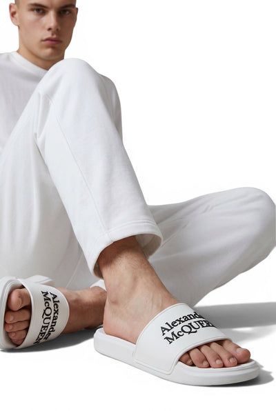 Alexander McQueen White Logo Slides 🤍✨ | Clean Luxury Summer Essential 👑🔥