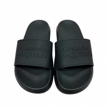 Alexander McQueen All-Black Logo Slides 🖤🔥 | Minimal Luxury Summer Essential 👑