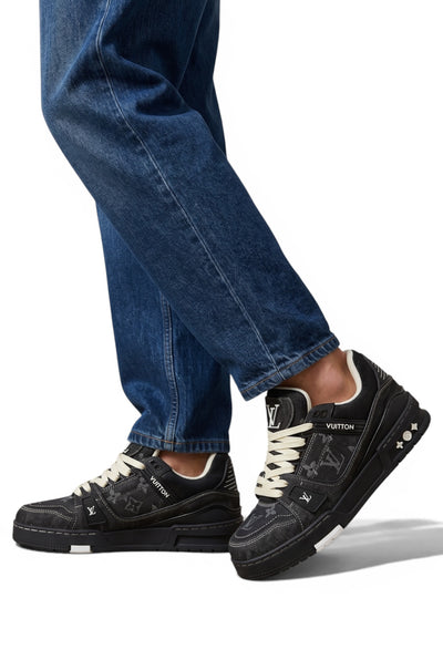 Louis Vuitton Black Denim Monogram Sneakers 🖤✨ | Luxury Street Icon 👟🔥
