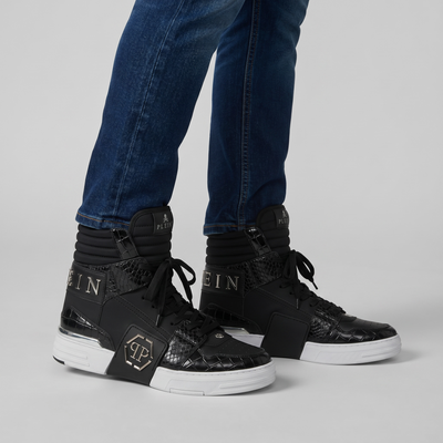 👟 Philipp Plein All-Black High-Top Sneakers – Iconic Luxury 🖤🔥