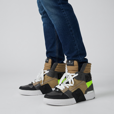 👟 Philipp Plein Khaki Neon High-Top Sneakers – Urban Luxury Edge ⚡💚