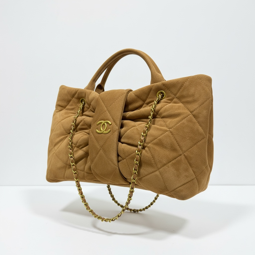 Chanel Quilted Beige Mini Top-Handle Bag with Chain Strap 🤎✨
