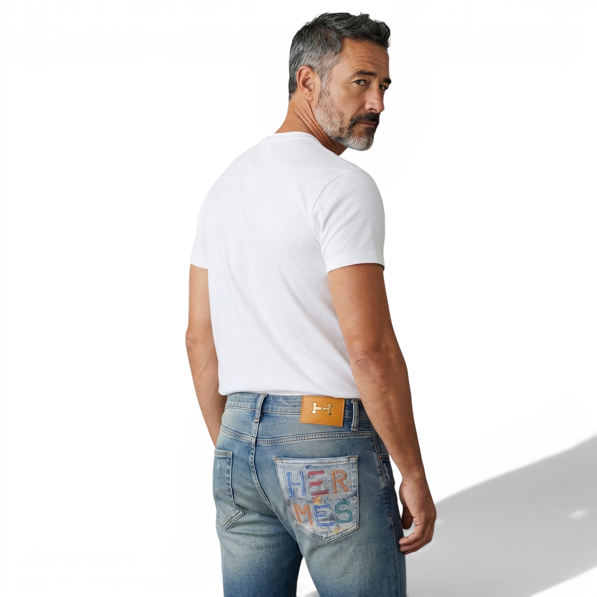 🧵 HERMÈS Embroidered Denim Jeans – Classic Craft, Playful Luxury 🎨