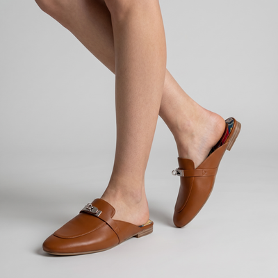 🔥 Hermès-Inspired Leather Mules – Caramel Brown Edition 🔥
