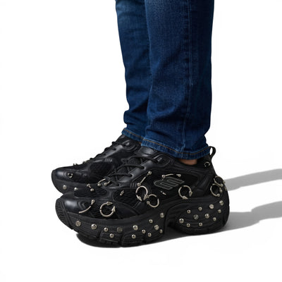 🖤🔥 Balenciaga Studded Hardware Sneakers – Black Chunky Sole