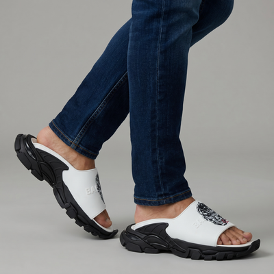 Balenciaga Graphic Slide Sandals – Black & White Edition 🖤🤍🔥