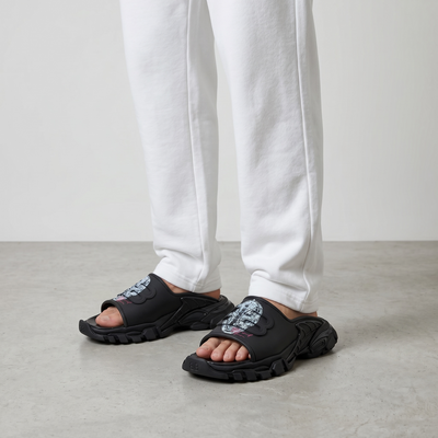 Balenciaga Black Minimal Chunky Slides – Luxury Streetwear Slippers ⚫✨