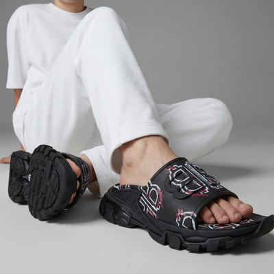 BALENCIAGA Luxury Graphic Slide Sandals – BB Logo Print & Chunky Streetwear Sole 👟🔥