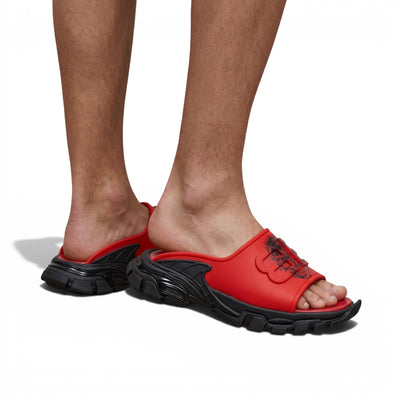 Balenciaga Red Chunky Slides – Minimal Streetwear Statement Slippers 🔴🔥