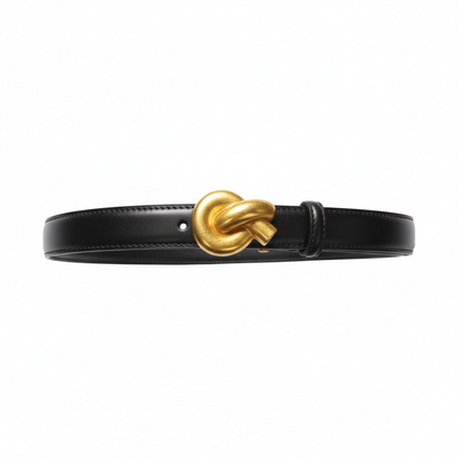 Bottega Veneta Knot Buckle Leather Belt – Black & Gold ✨