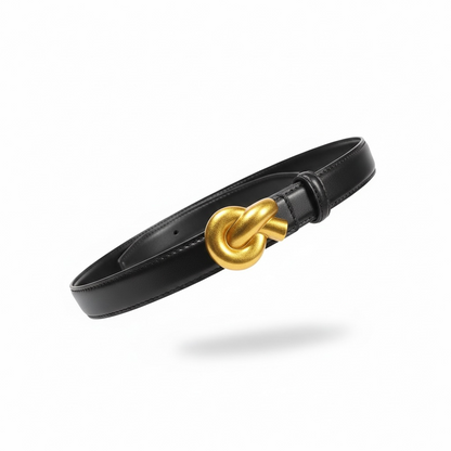 Bottega Veneta Knot Buckle Leather Belt – Black & Gold ✨