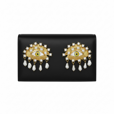 Schiaparelli Eye Embellished Black Clutch – Iconic Couture Statement 👁🖤