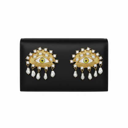 Schiaparelli Eye Embellished Black Clutch – Iconic Couture Statement 👁🖤