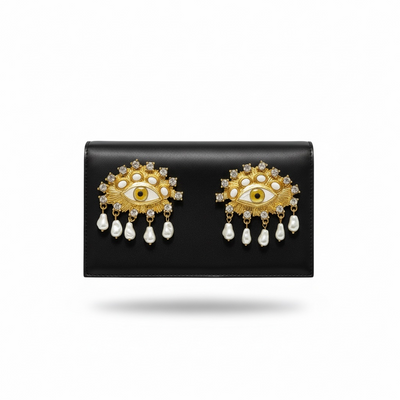 Schiaparelli Eye Embellished Black Clutch – Iconic Couture Statement 👁🖤
