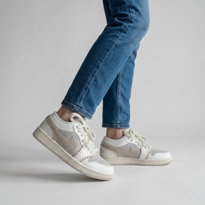 Nike Air Jordan Low Vintage Stitch Sneakers – Cream & Beige Retro Trainers 👟✨ | Premium Street Style Shoes