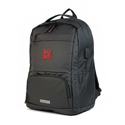 HUGO BOSS Black Backpack 🎒 | Red Logo Designer Bag for Work, Travel & Daily Use