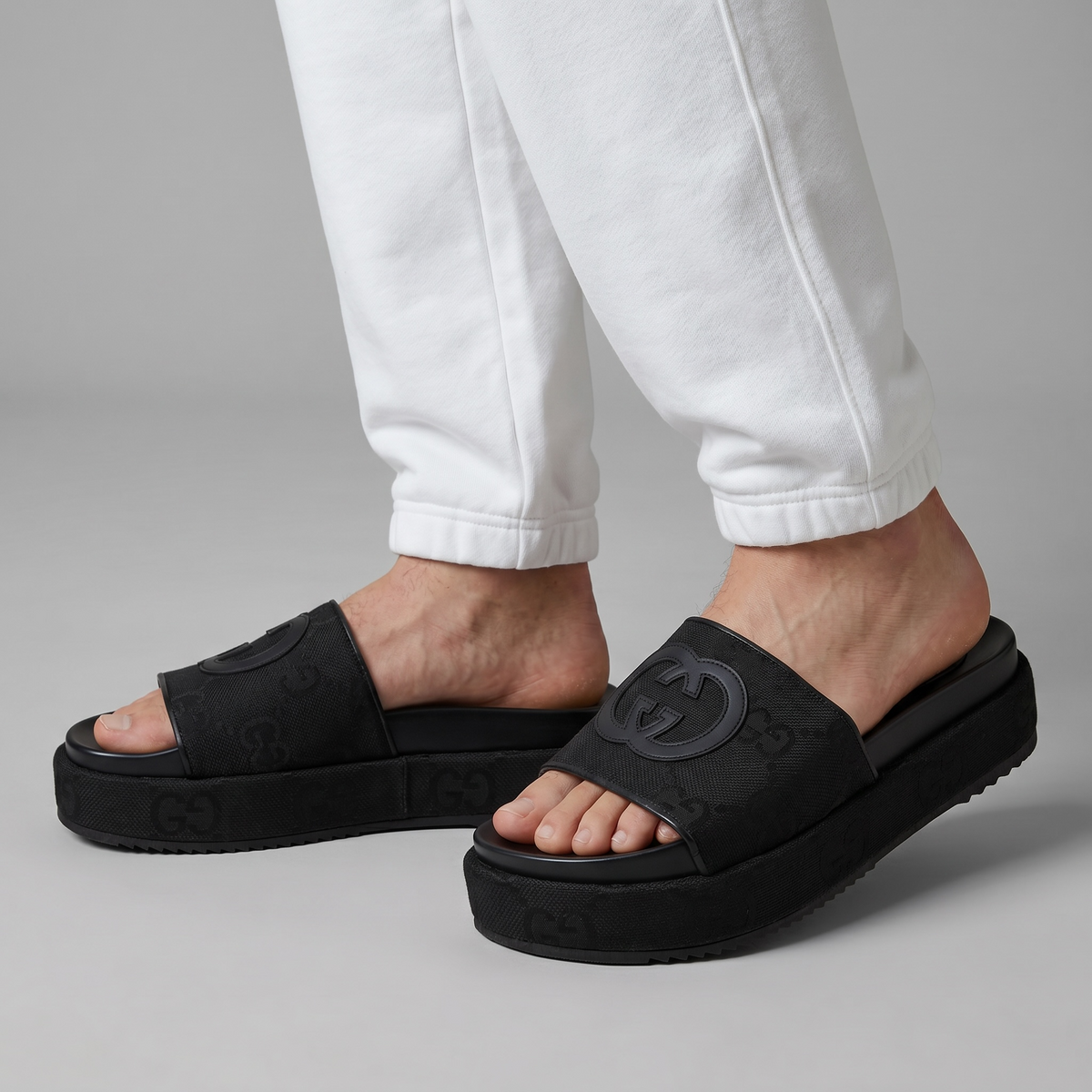 GUCCI Slides – Black Monogram GG Edition 🖤✨