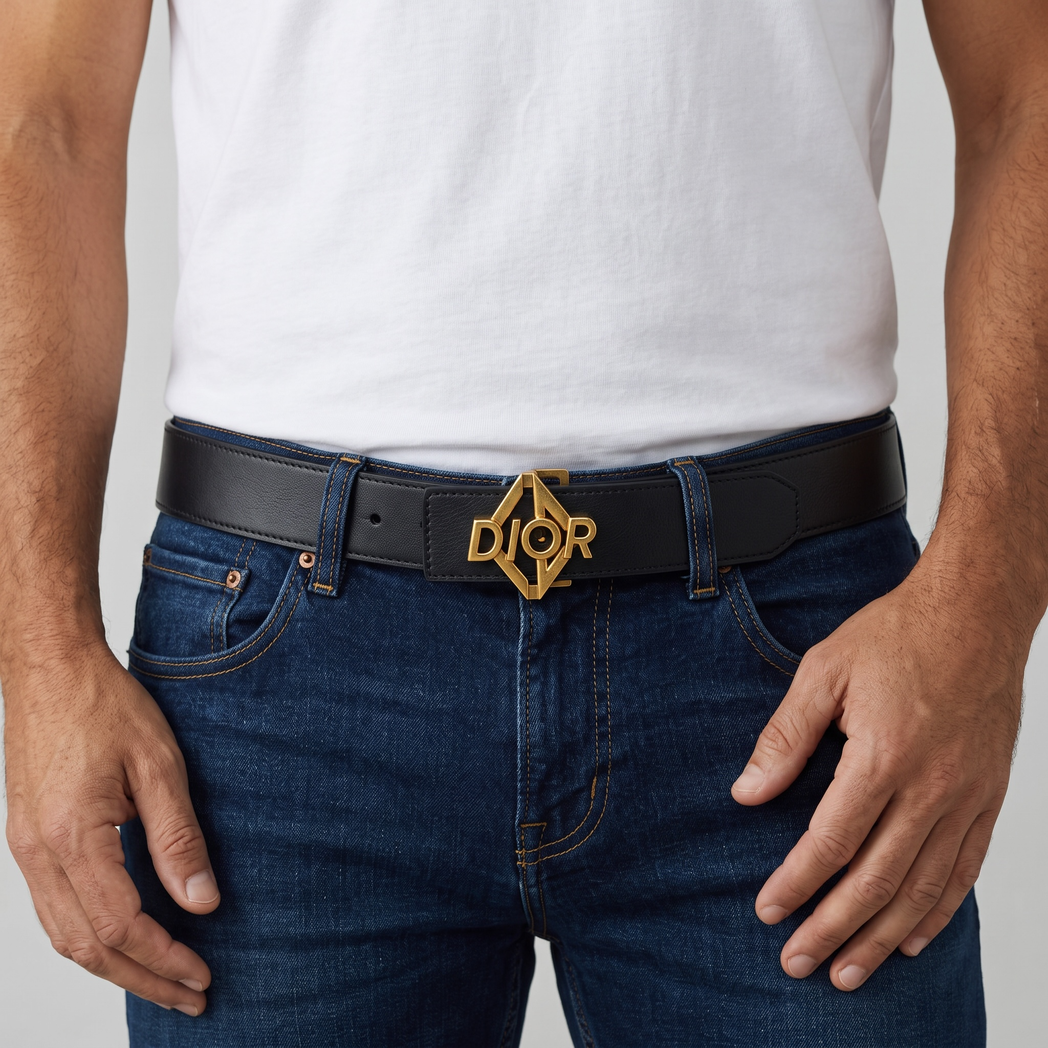 🖤 Dior Leather Belt with Gold Logo Buckle | Iconic Luxury ✨