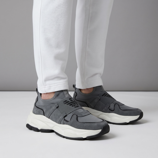 EMPORIO ARMANI Grey Slip-On Sneakers 👟✨ | Minimal Luxury Comfort & Modern Fit