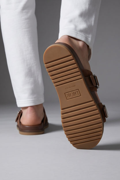 Dior Suede Double Strap Luxury Slides – Brown