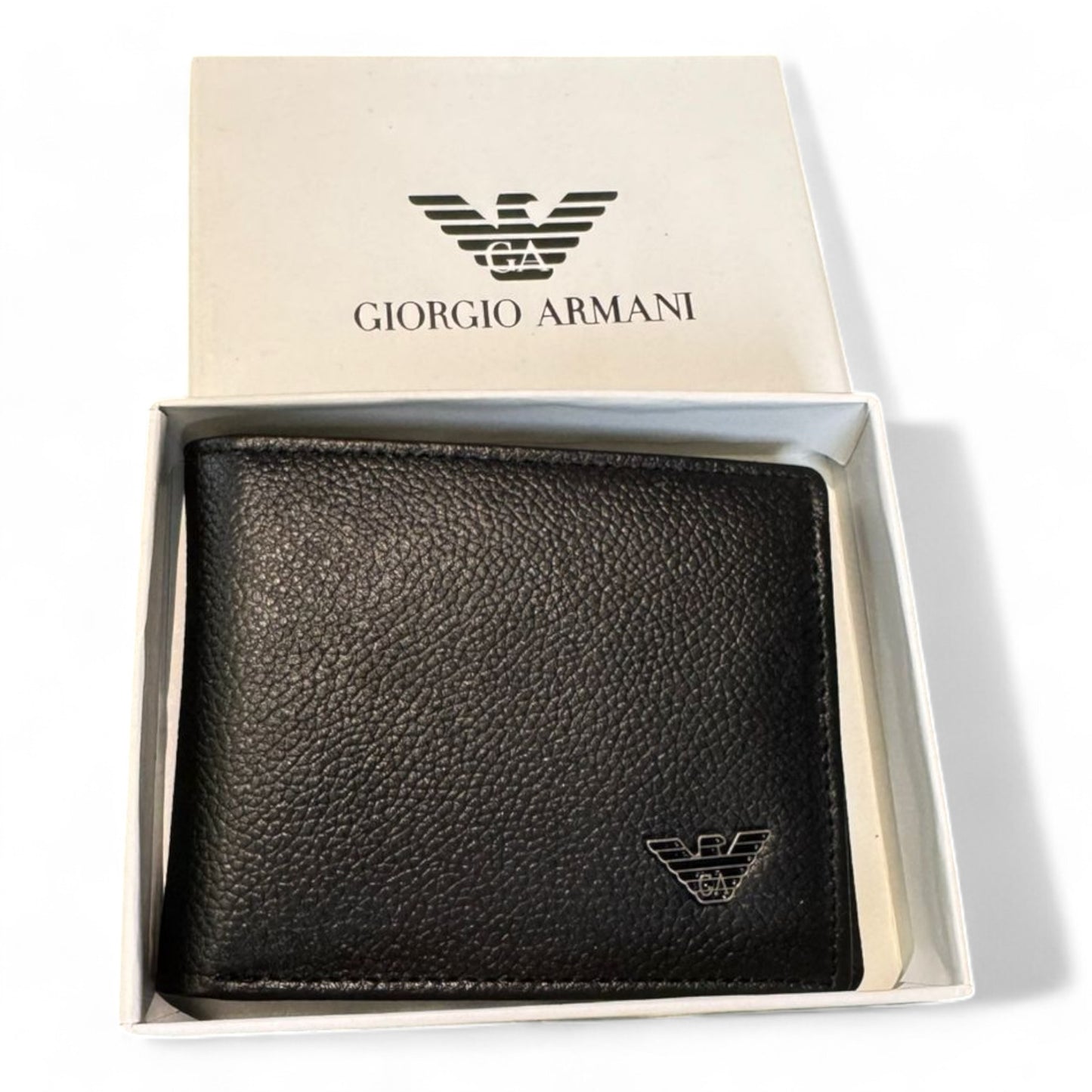 Giorgio Armani Black Pebbled Leather Wallet