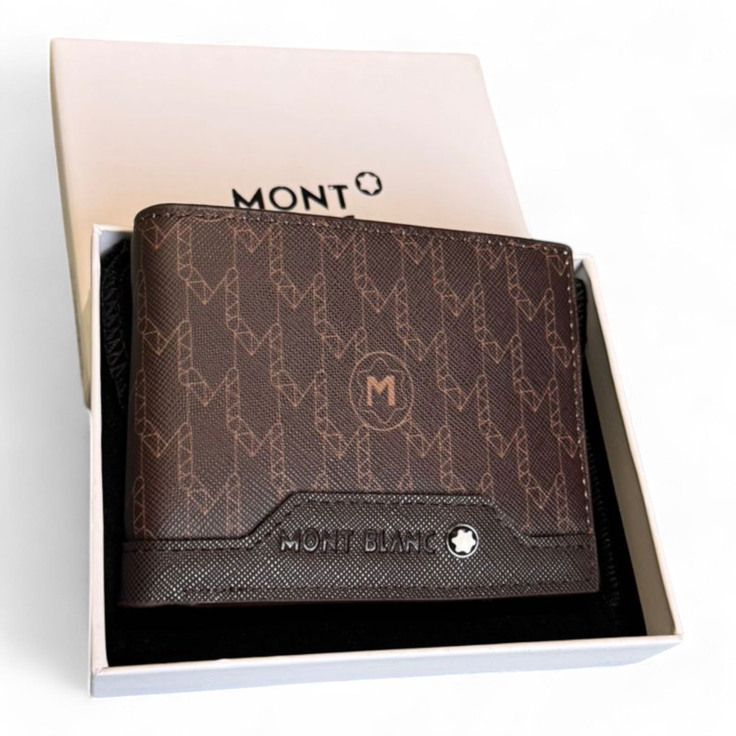 Mont Blanc Monogram Brown Leather Wallet