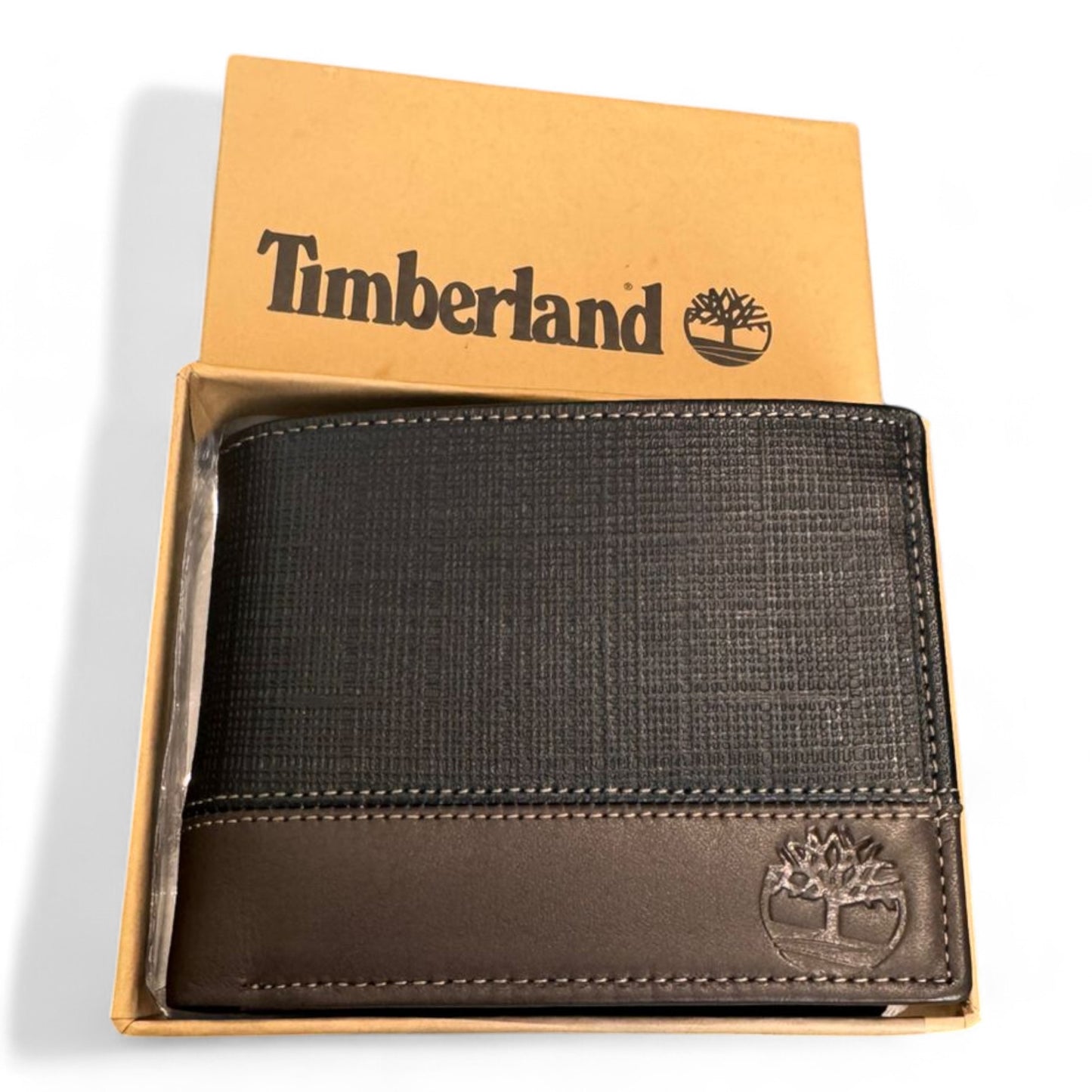 Timberland Black & Brown Leather Bi-Fold Wallet