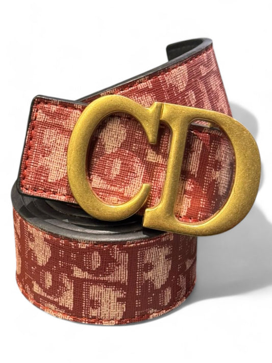 Christian Dior Monogram Canvas Belt with Gold CD Buckle