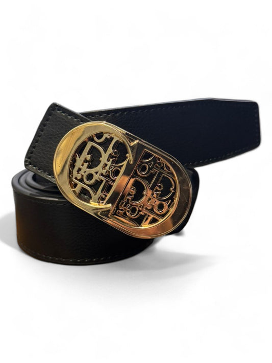 Dior Golden Monogram Buckle Leather Belt