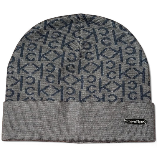 Calvin Klein Monogram Knit Beanie - Gray