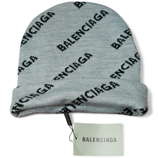 Balenciaga Monogram Knit Beanie - Gray