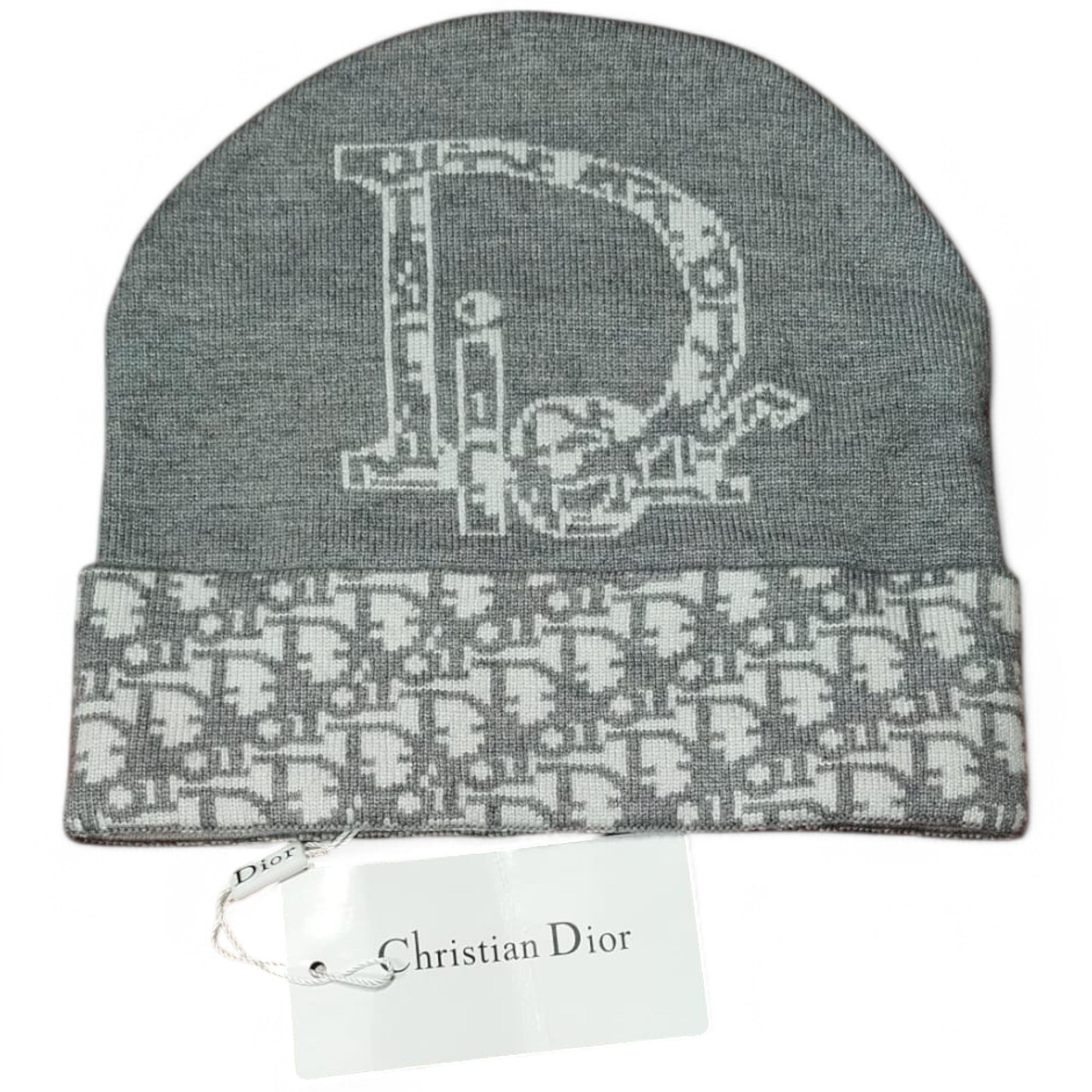 Christian Dior Monogram Knit Beanie - Gray