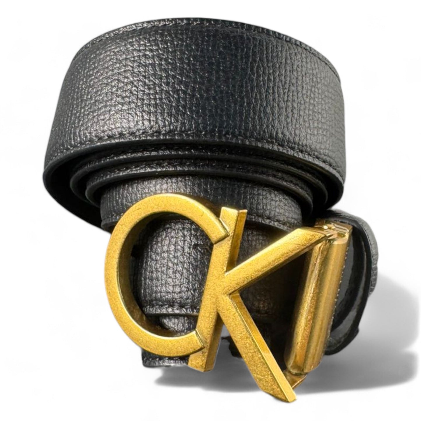 Calvin Klein Double Faced Black\Brown Leather Belt with Gold "CK" Buckle