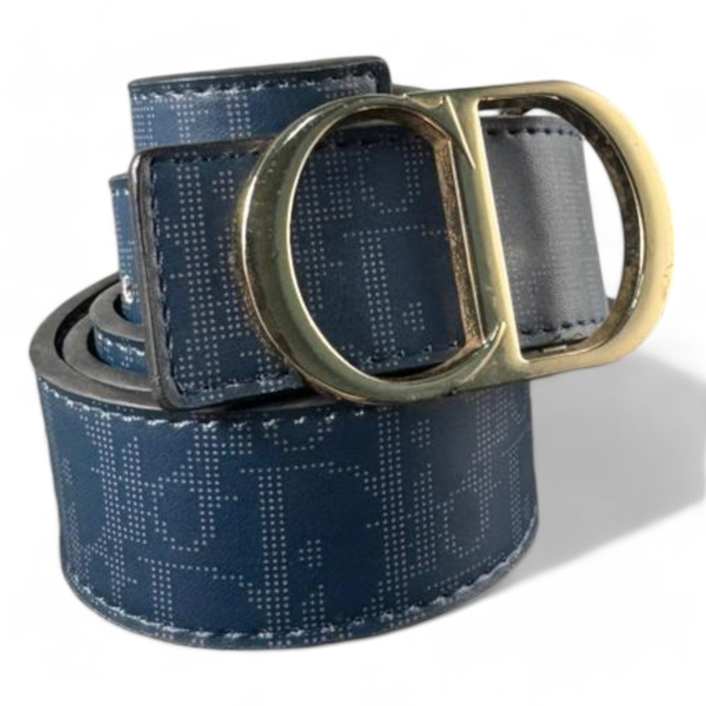 Christian Dior Blue Monogram Leather Belt