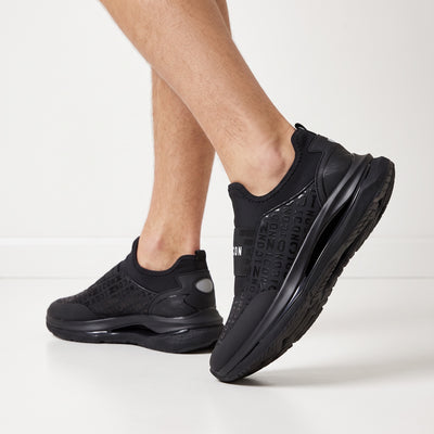 Black Dsquared2 slip-on trainers with ICON strap and repeated logo print
