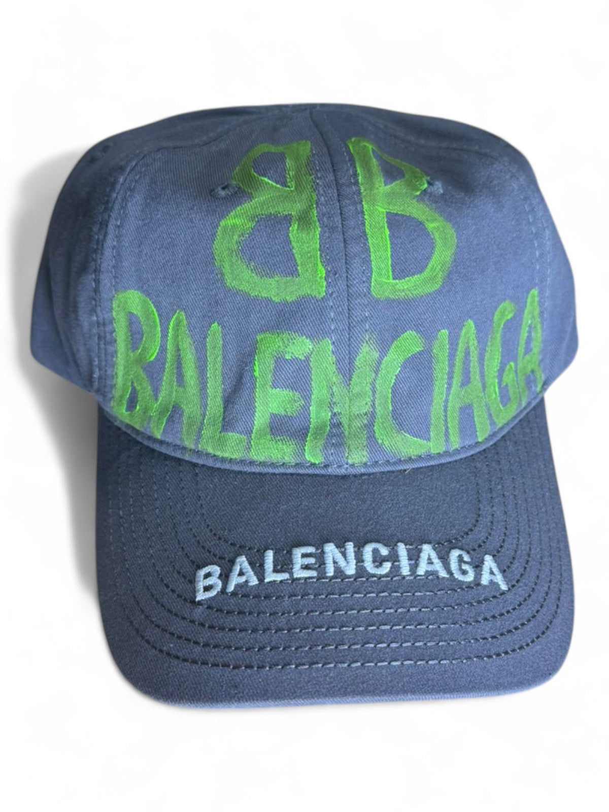 Hand-Painted Balenciaga Cap in Neon Green