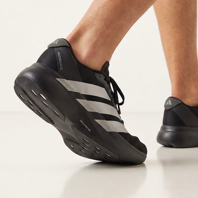 Black Adidas Adizero Evo SL sneaker with silver three stripes