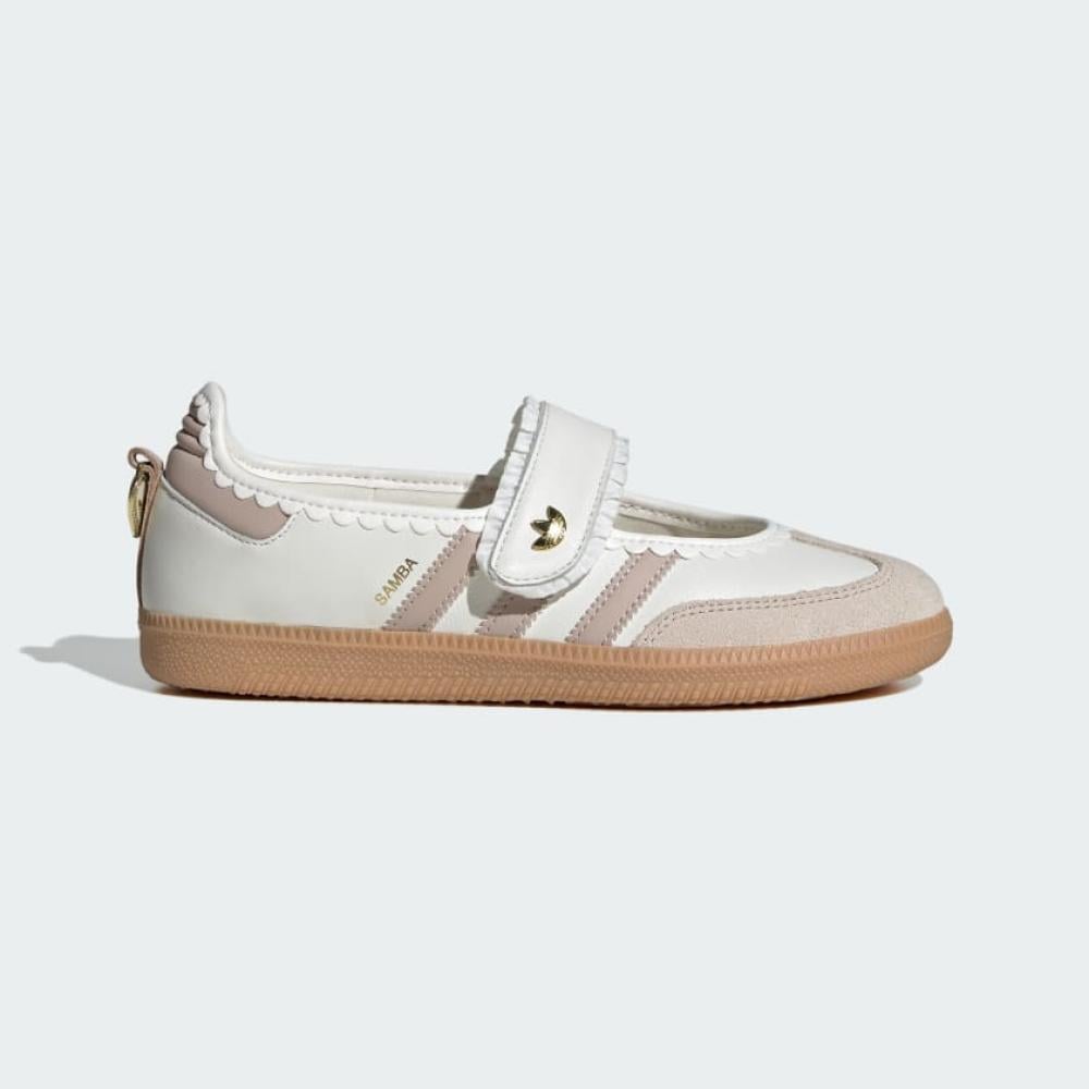 adidas Samba Mary Jane white pink with gum sole and heart charm