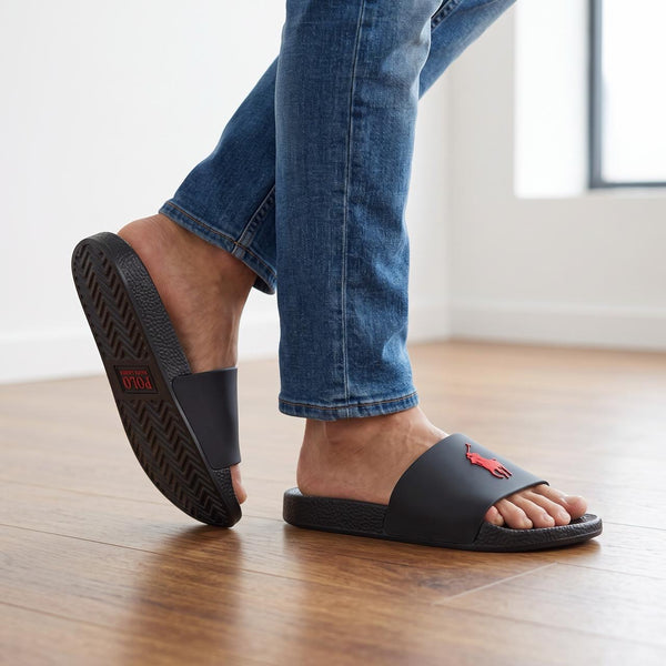 Polo Ralph Lauren Slide – Black with Red Pony 🐎🔴