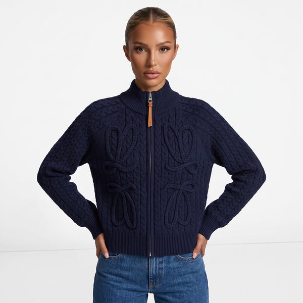 Loewe Zip Cable-Knit Jacket – Navy 🧶🔹